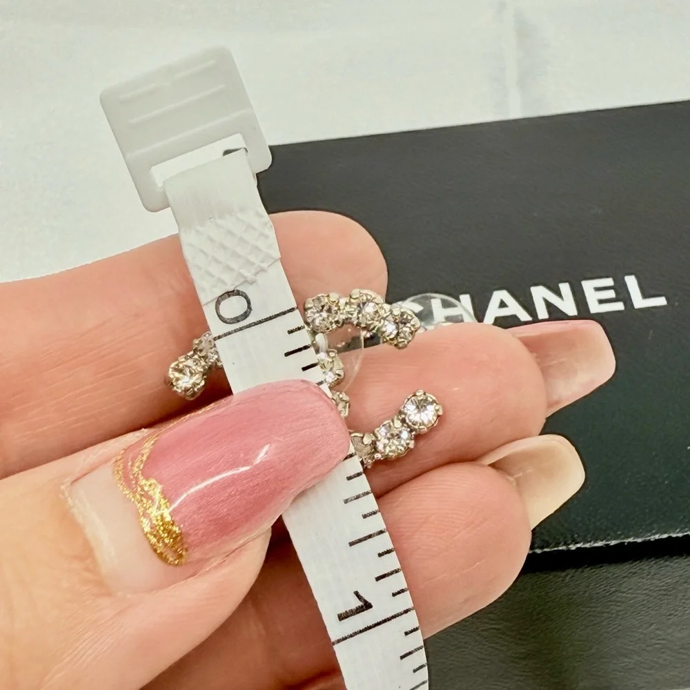 Chanel Large Silver Crystal CC Statement Earrings - Picture 6 of 11
